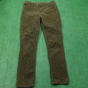 Lands' End Pants Womens 10 Green Corduroy Straight Khakis Flat Front